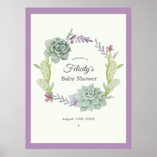 Poster Bienvenue à la baby shower sur les succulentes à l