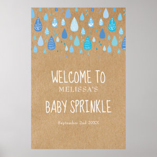 Poster Bienvenue à la Baby Sprinkle / Shower Blue Raindro
