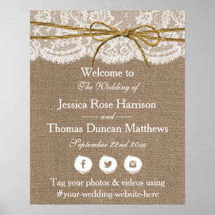 Poster Bienvenue à la collection de Mariages Rustic Twine