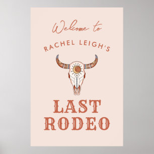 Poster Bienvenue à la dernière rodeo de la cowgirl du dés