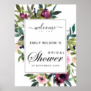 POSTER BIENVENUE À LA DOUCE FÊTE DE MARIAGE FLORALE BOURG