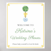 Bienvenue à la douche de mariage jaune vert Boxwoo