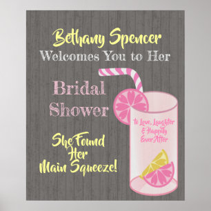 Poster Bienvenue à la douche nuptiale Main Squeeze Pink L