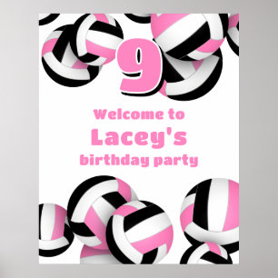 Poster bienvenue à la fête d'anniversaire avec des volley