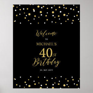 Poster Bienvenue à la fête d'anniversaire de 40 ans avec 