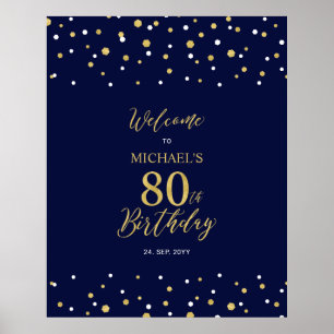 Poster Bienvenue à la fête d'anniversaire de 80 ans avec