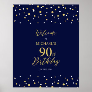 Poster Bienvenue à la fête d'anniversaire de 90 ans avec