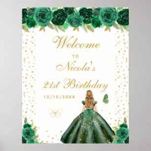 Poster Bienvenue à la fête d'anniversaire de la fille aux