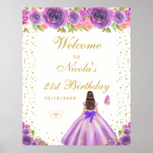 Poster Bienvenue à la fête d'anniversaire de la fille aux