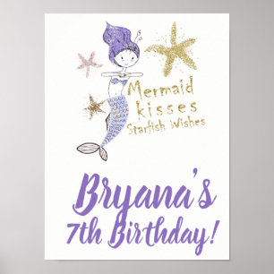 Poster Bienvenue à la fête d'anniversaire de sirène au pa
