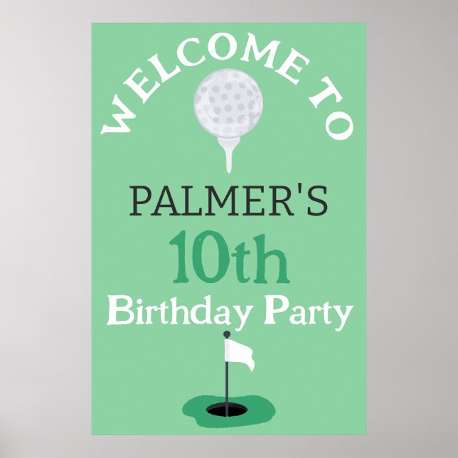 Poster Bienvenue À La Fête D'Anniversaire Du Golf (Devant)