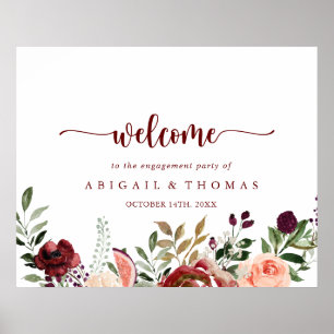 Poster Bienvenue à la fête de fiançailles florale d'été r