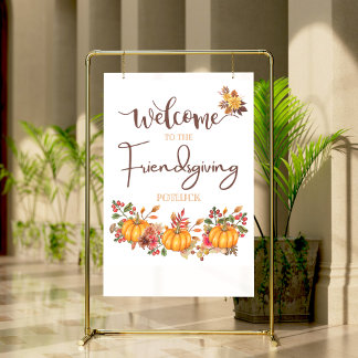Poster Bienvenue à la fête de Friendsgiving et au pique-n