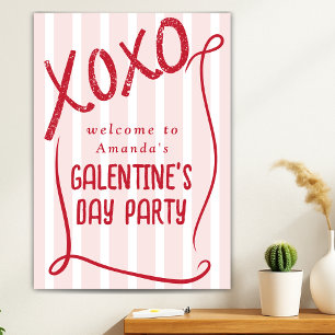 Poster Bienvenue à la fête de Galentine’s Day XOXO dessin