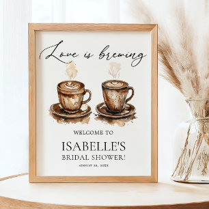 Poster Bienvenue à la fête de mariage autour du café « L'