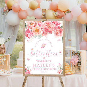 Poster Bienvenue à la fête de mariage des papillons de Pi