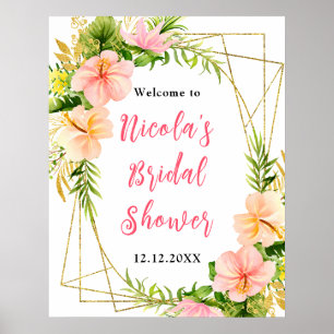 Poster Bienvenue à la Fête de Mariage Florale de la Jungl