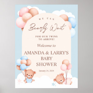 Poster Bienvenue à la fête de naissance des jumeaux garço