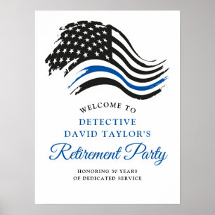 Poster Bienvenue à la fête de retraite de la police Thin 