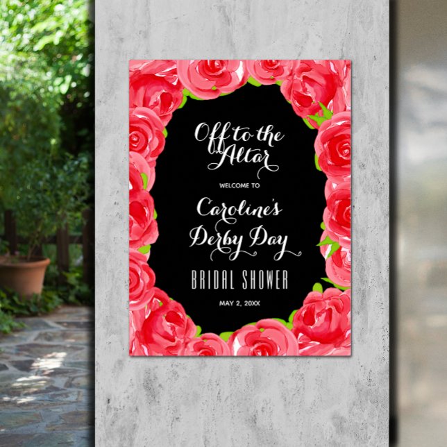 Poster Bienvenue à la Fête des mariées Derby de l'Altar (Off to the Altar Derby Bridal Shower Welcome Poster - INSTANT DOWNLOAD and/or PRINTED)