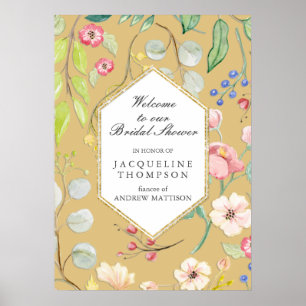 Poster Bienvenue à la fête prénuptiale d'automne, fleurs 