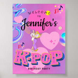 Poster Bienvenue à la fête sur le thème de la pop coréenn