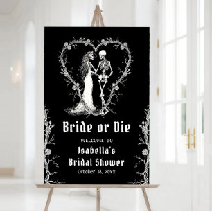 Poster Bienvenue à la mariée noire ou à la Fête des marié