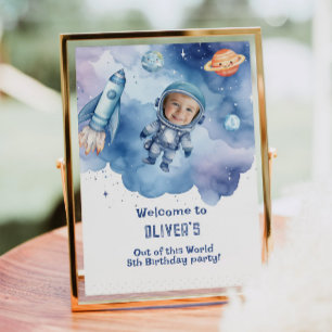Poster Bienvenue à la photo d'anniversaire de l'astronaut