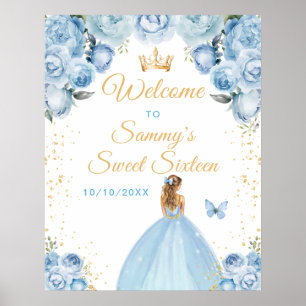 Poster Bienvenue à la Princesse aux Cheveux Blonds Blue p