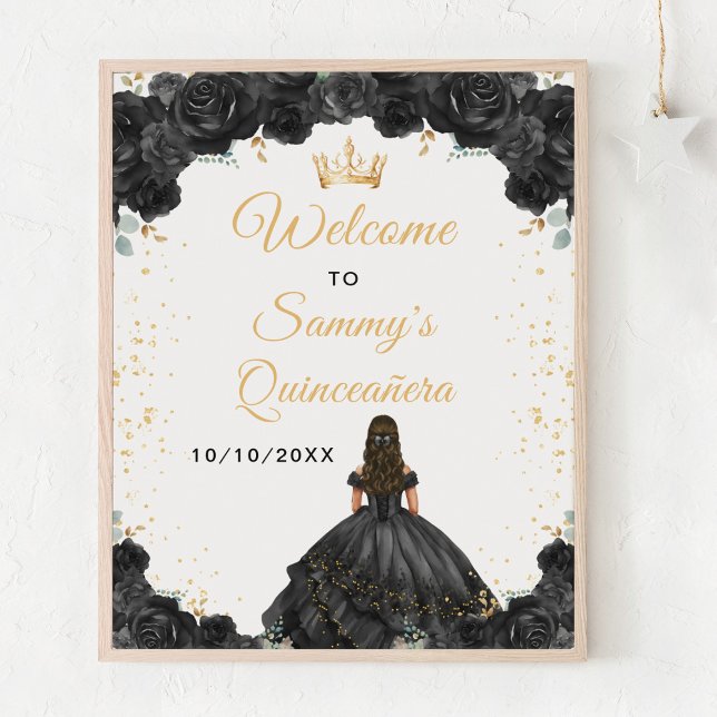 Poster Bienvenue à la princesse noire Quinceañera (Créateur téléchargé)