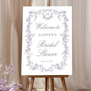 Poster Bienvenue à la réception de mariage Lavande França