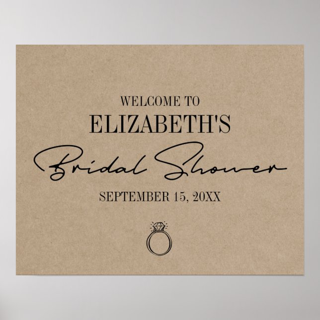 Poster Bienvenue à la réception de mariage moderne avec é (Devant)