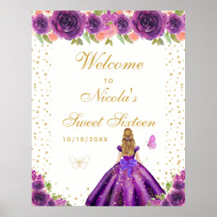 Poster Bienvenue à la Sweet Sixteen aux Cheveux Blonds Vi