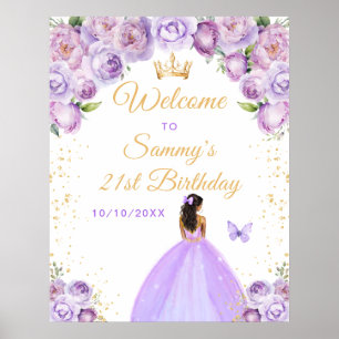 Poster Bienvenue à l'anniversaire de la princesse à la pe