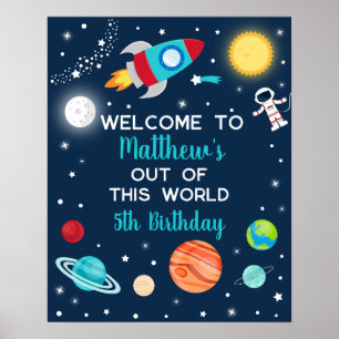 Poster Bienvenue à l'anniversaire de l'astronaute