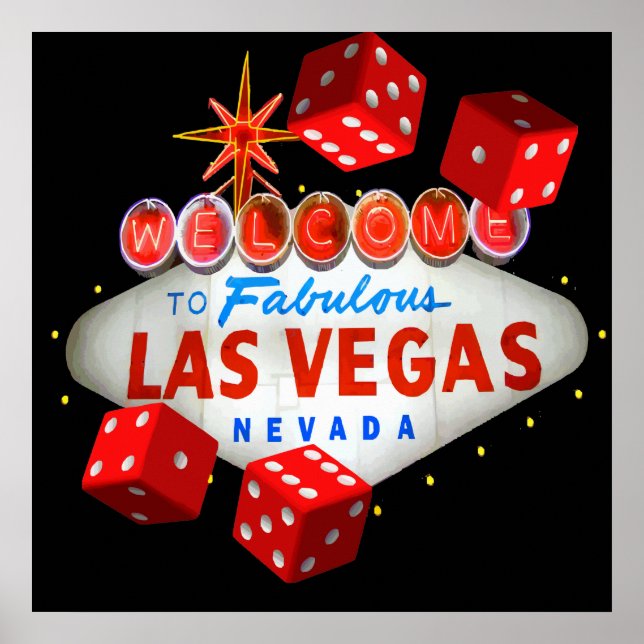 Poster Bienvenue à Las Vegas + Dice Vector Graphic (Devant)