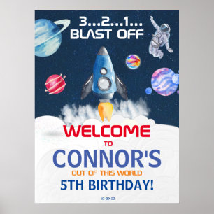 Poster Bienvenue à l'astronaute de la fête