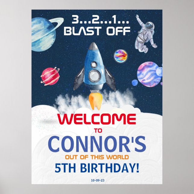 Poster Bienvenue à l'astronaute de la fête (Devant)