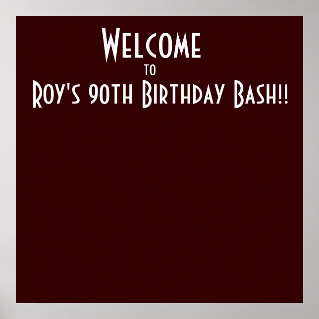 Poster Bienvenue, à, le 90e anniversaire de Roy Bash! ! (Devant)