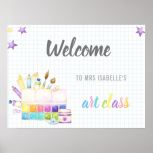 Poster bienvenue à l'école maternelle classe d'art mignon
