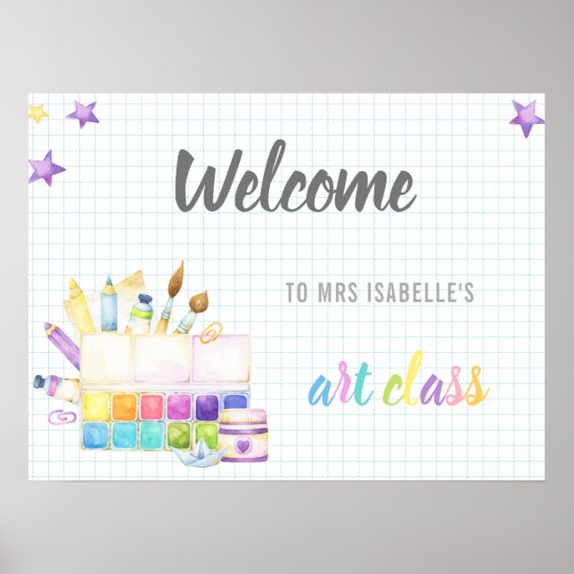 Poster bienvenue à l'école maternelle classe d'art mignon (Devant)