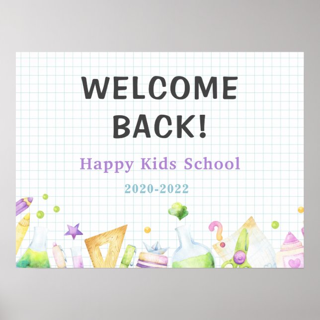 Poster bienvenue à l'école maternelle enfants mignonne (Devant)