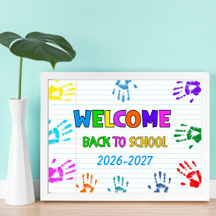 Poster Bienvenue à l'école, premier jour d'école 