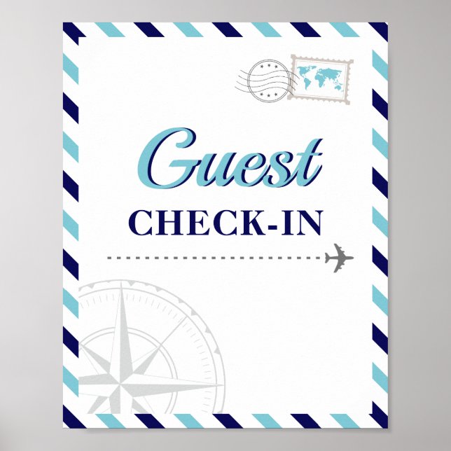Poster Bienvenue à l'enregistrement des invités de voyage (Devant)