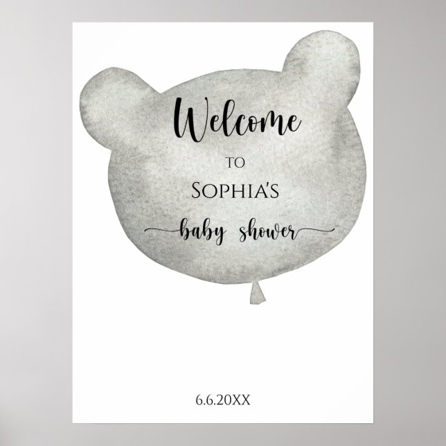 Poster Bienvenue à l'ours à ballon (Devant)