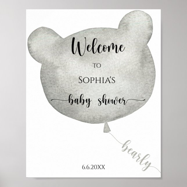Poster Bienvenue à l'ours à ballon (Devant)