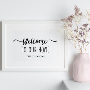 Poster Bienvenue À Notre Maison Famille Personnalisée