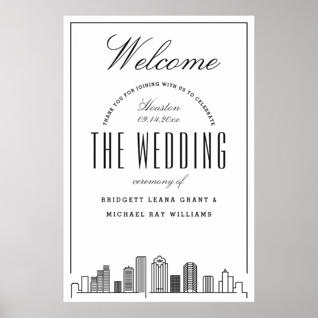 Poster Bienvenue à notre Mariage de Houston ! (Devant)
