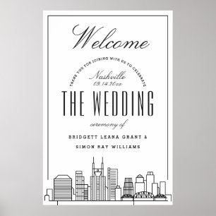 Poster Bienvenue à Notre Mariage de Nashville!