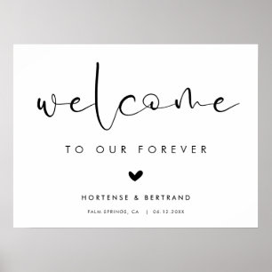 Poster Bienvenue à notre mariage Forever Elegant